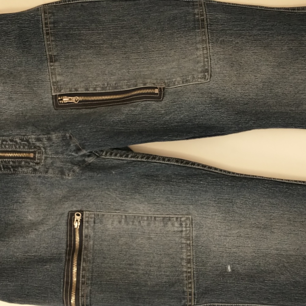 Vintage Denim Jumpsuit Sexy Rocawear 90s Stretch Jeans lots Zippers One Piece M - Picture 15 of 16